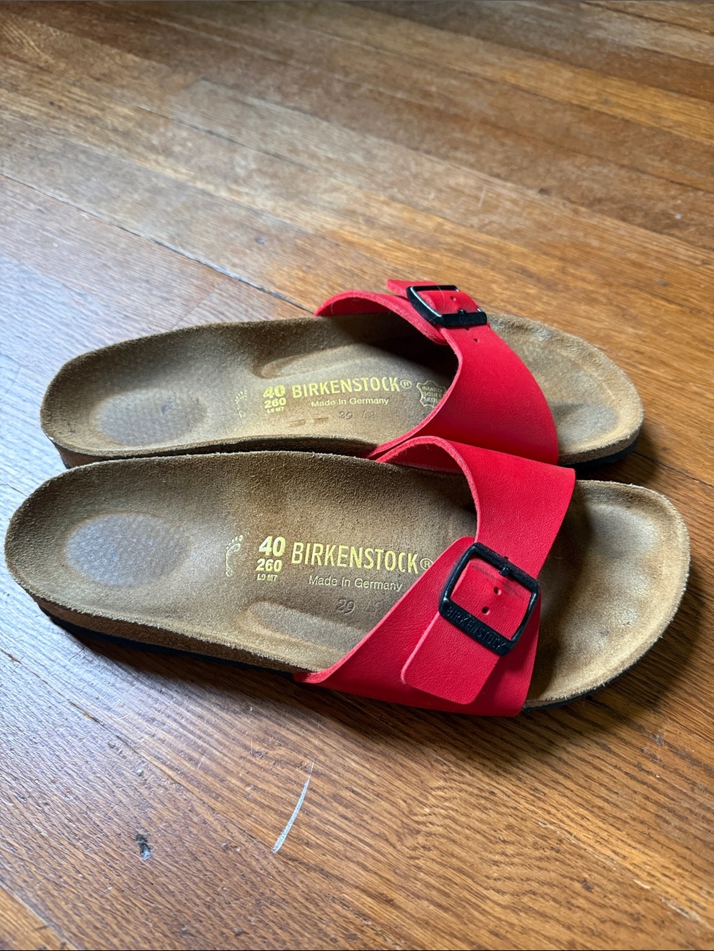 Birkenstock Red Single-Strap Madrid Style Slides